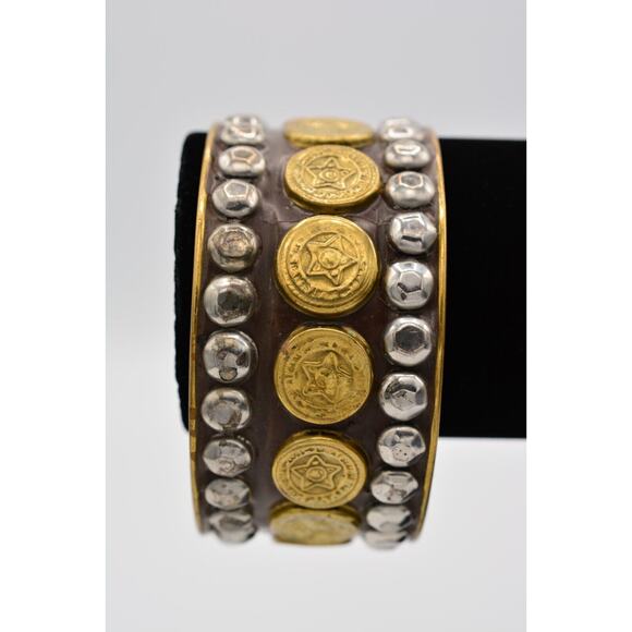 Vintage Bangle Bracelet Great Seal of the State Star 1907 Oklahoma Buttons Bin6 - Picture 1 of 12